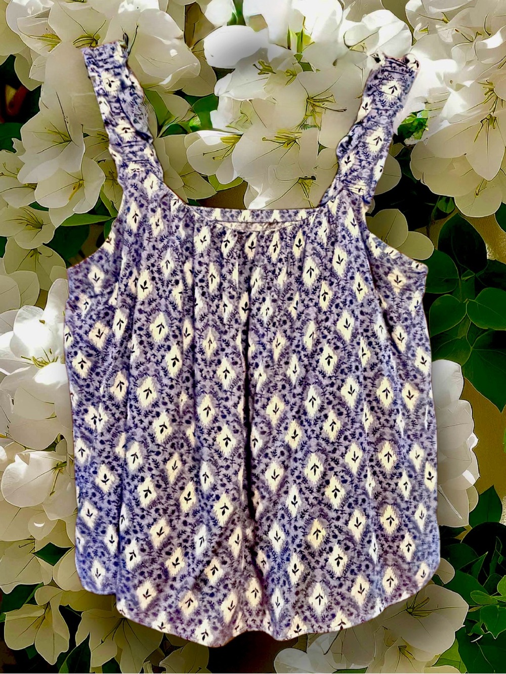 Maurices Blue and White Printed Sleeveless Tank Top size XXL